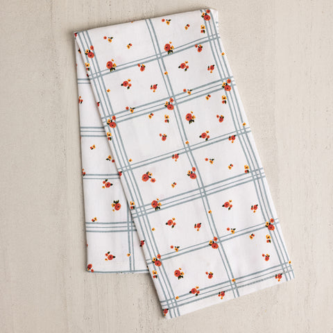 Floral Grid Tea Towel