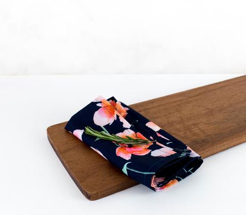 Pink Poppies - Navy